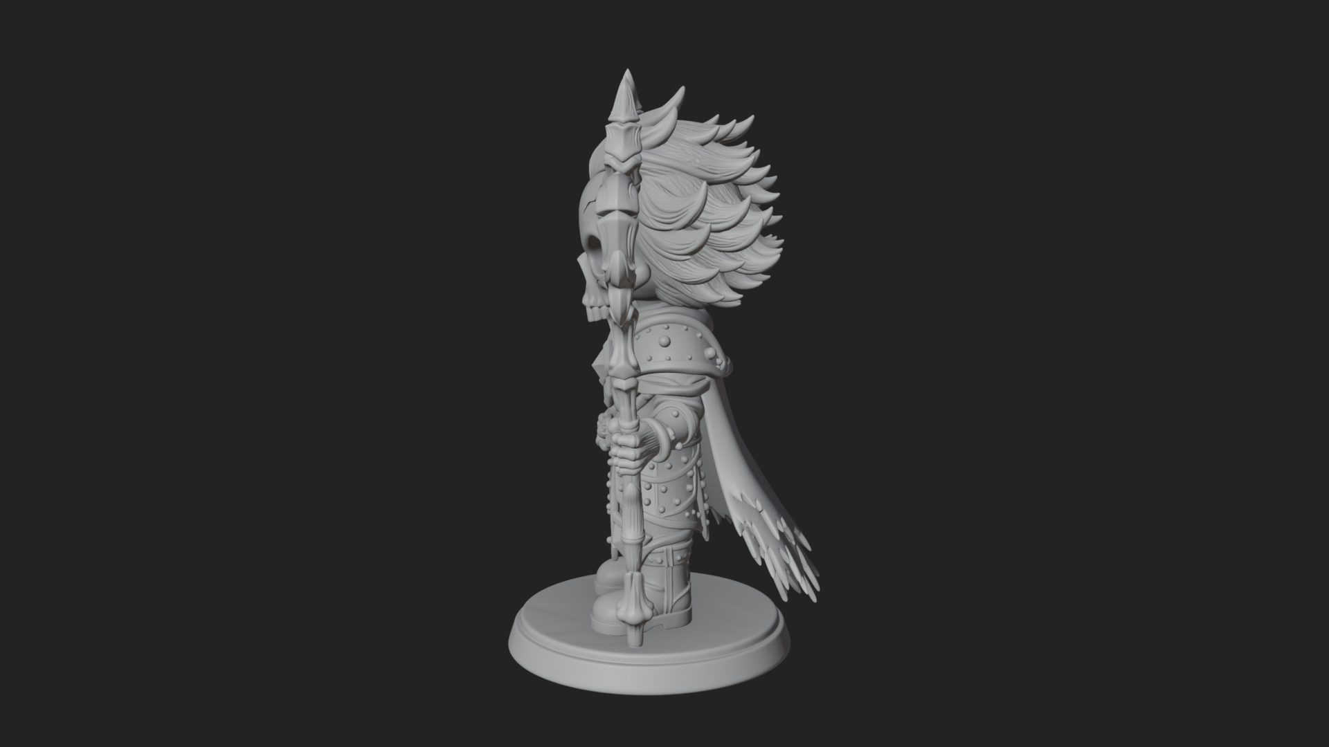 Chibi Skull Necromancer Statue Design 2 3D Print Model 3D Model