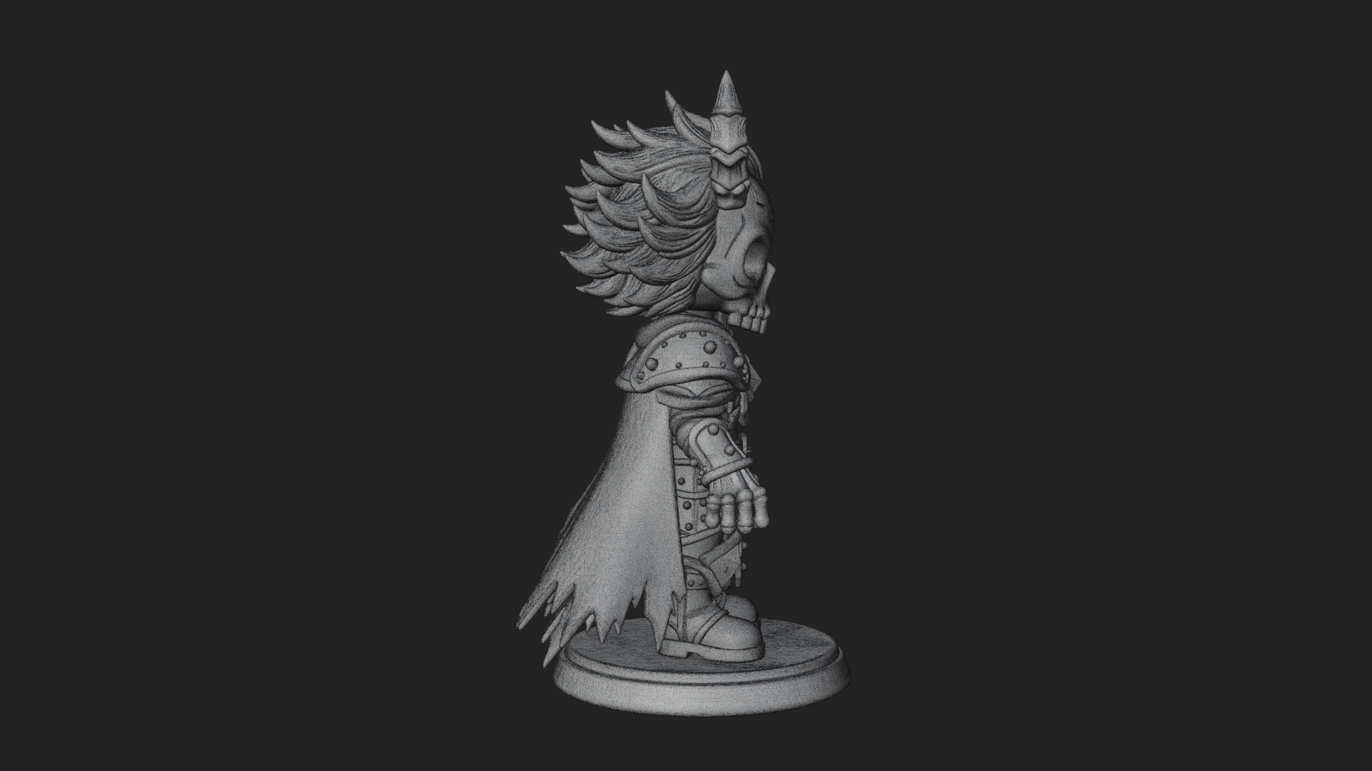 Chibi Skull Necromancer Statue Design 2 3D Print Model 3D Model