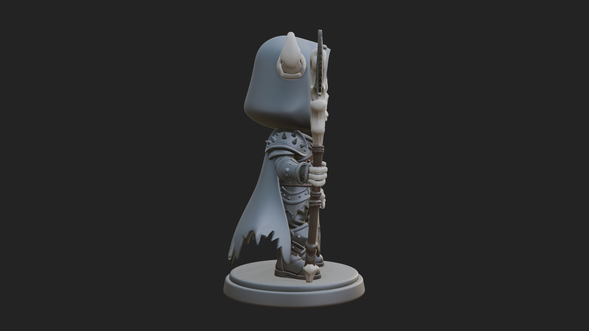 Chibi Skull Necromancer Statue Design 3 3D Print Model 3D Model