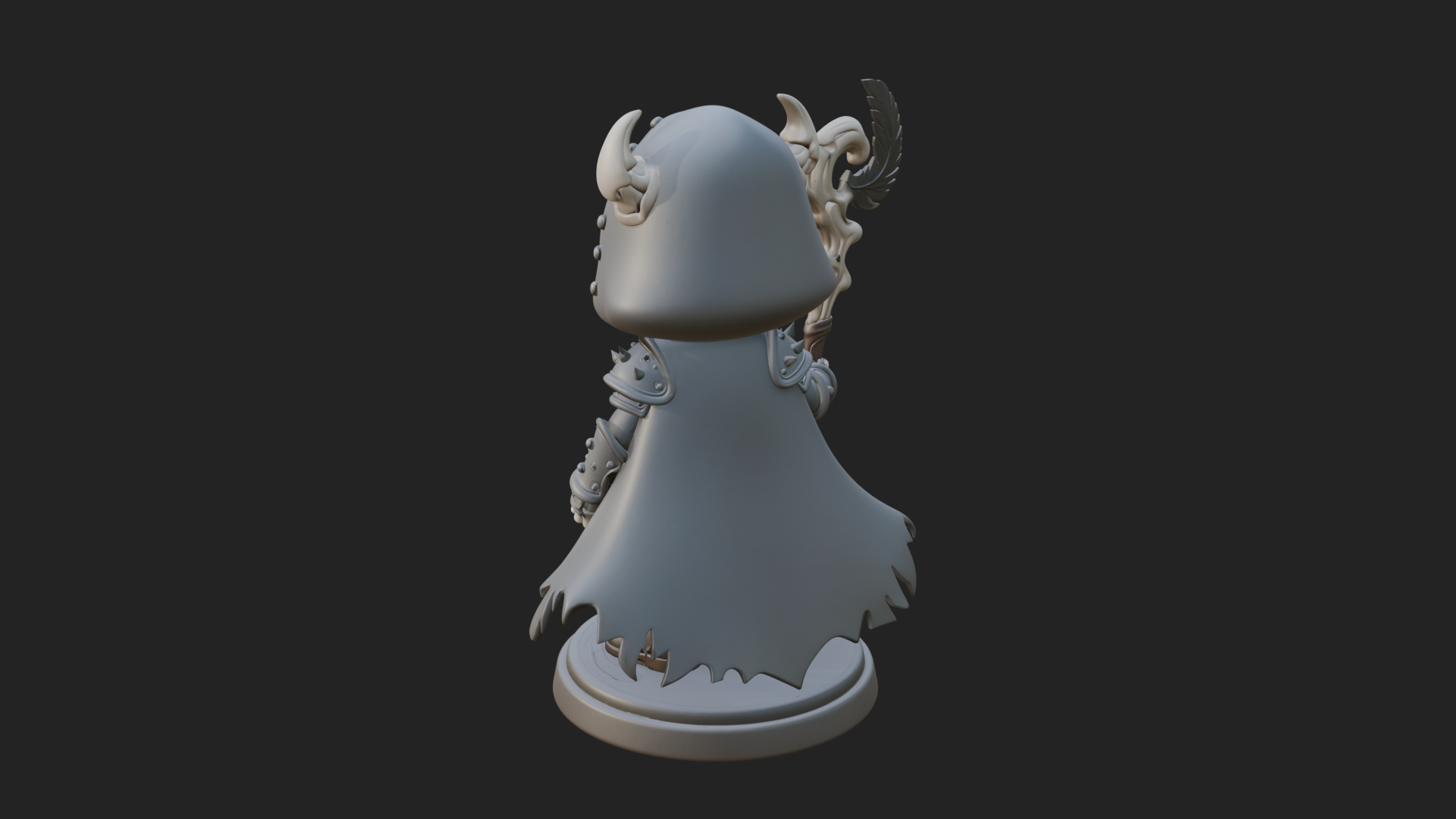 Chibi Skull Necromancer Statue Design 3 3D Print Model 3D Model