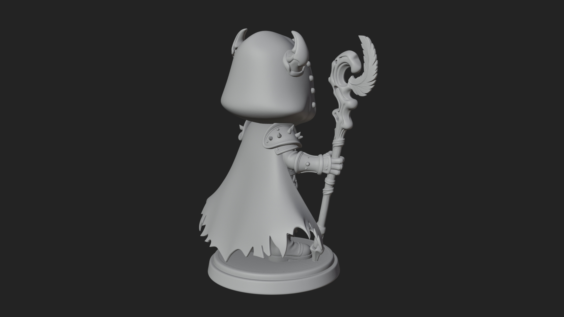 Chibi Skull Necromancer Statue Design 3 3D Print Model 3D Model