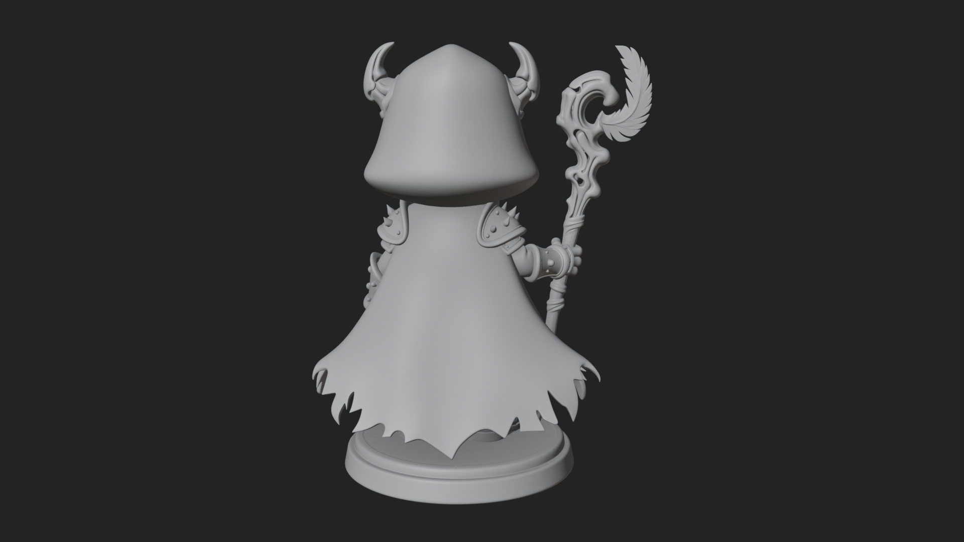 Chibi Skull Necromancer Statue Design 3 3D Print Model 3D Model