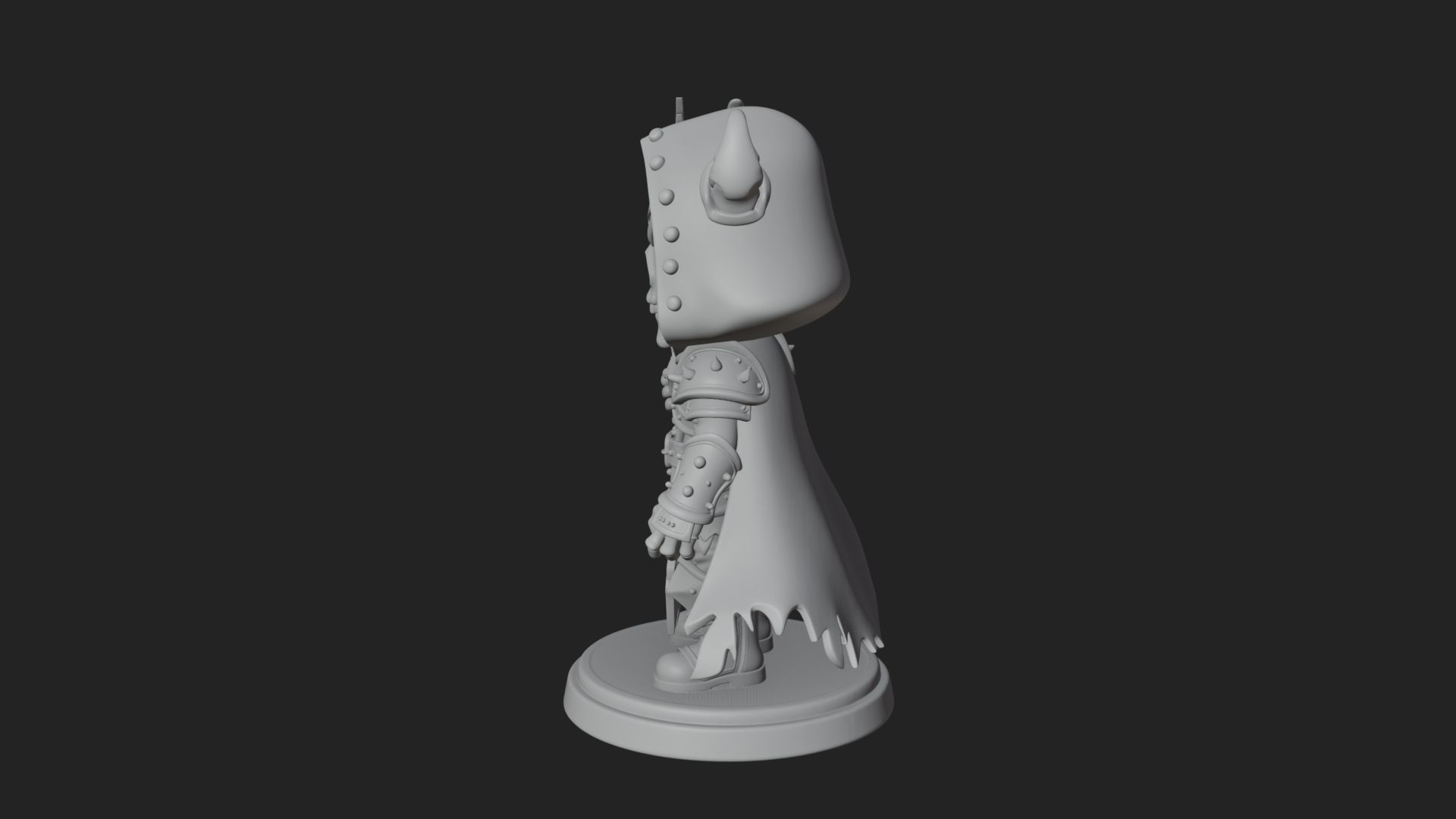 Chibi Skull Necromancer Statue Design 3 3D Print Model 3D Model