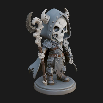 Chibi Skull Necromancer Statue Design 3 3D Print Model
