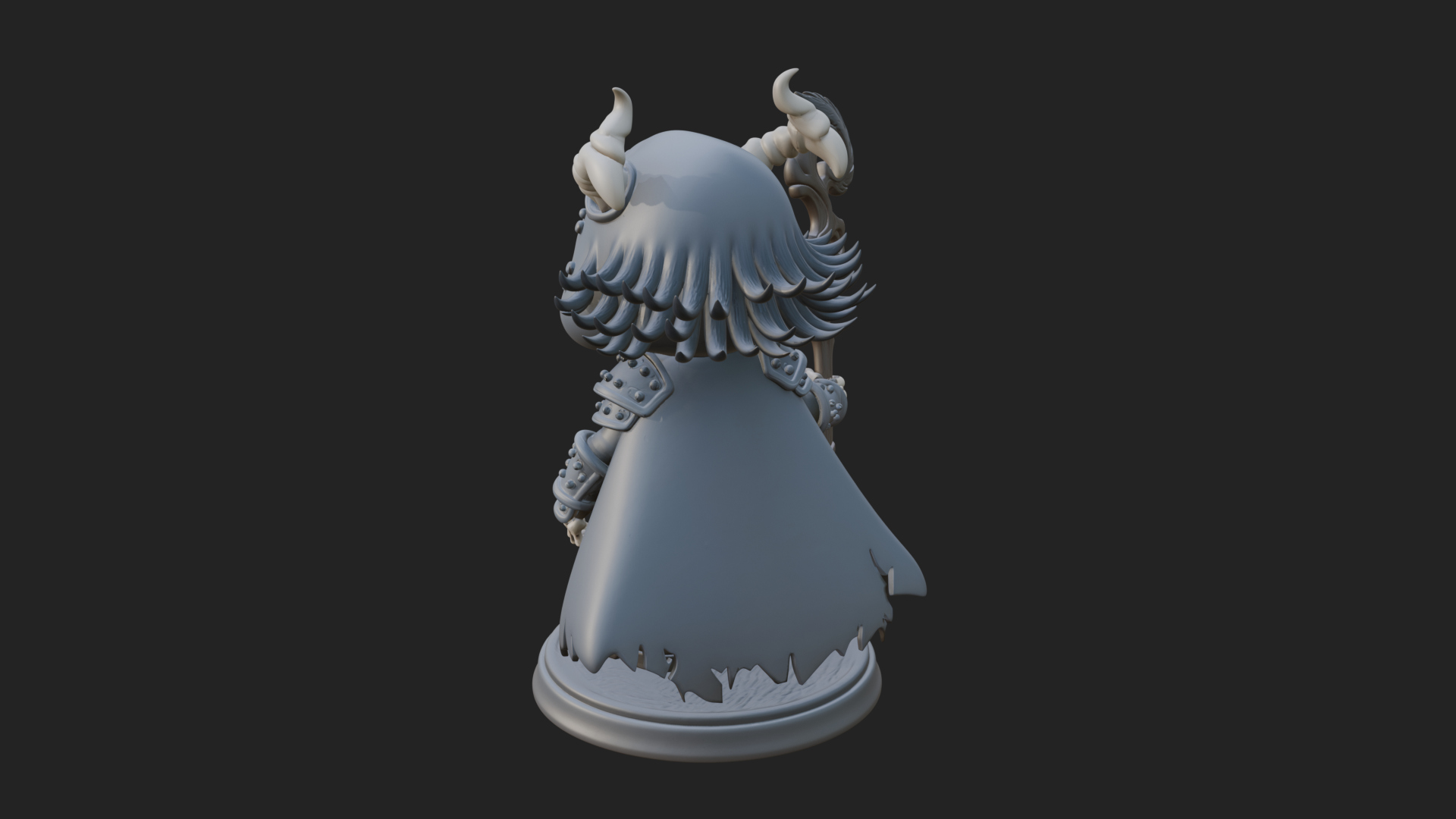 Chibi Skull Necromancer Statue Design 4 3D Print Model 3D Model