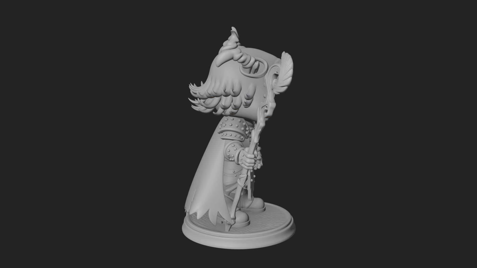 Chibi Skull Necromancer Statue Design 4 3D Print Model 3D Model