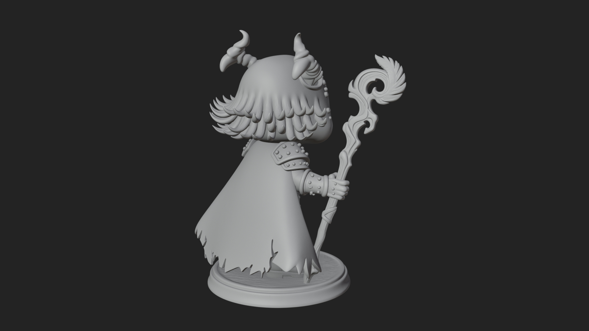 Chibi Skull Necromancer Statue Design 4 3D Print Model 3D Model