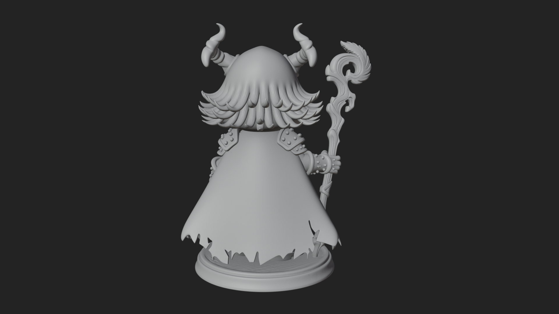 Chibi Skull Necromancer Statue Design 4 3D Print Model 3D Model