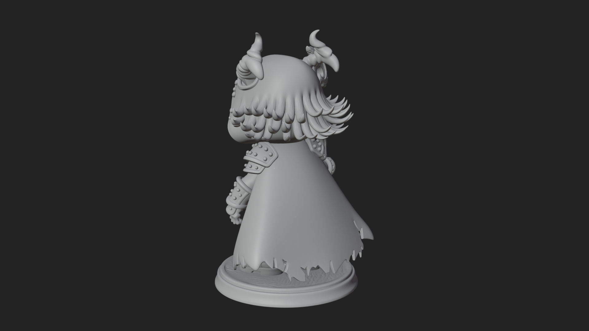 Chibi Skull Necromancer Statue Design 4 3D Print Model 3D Model