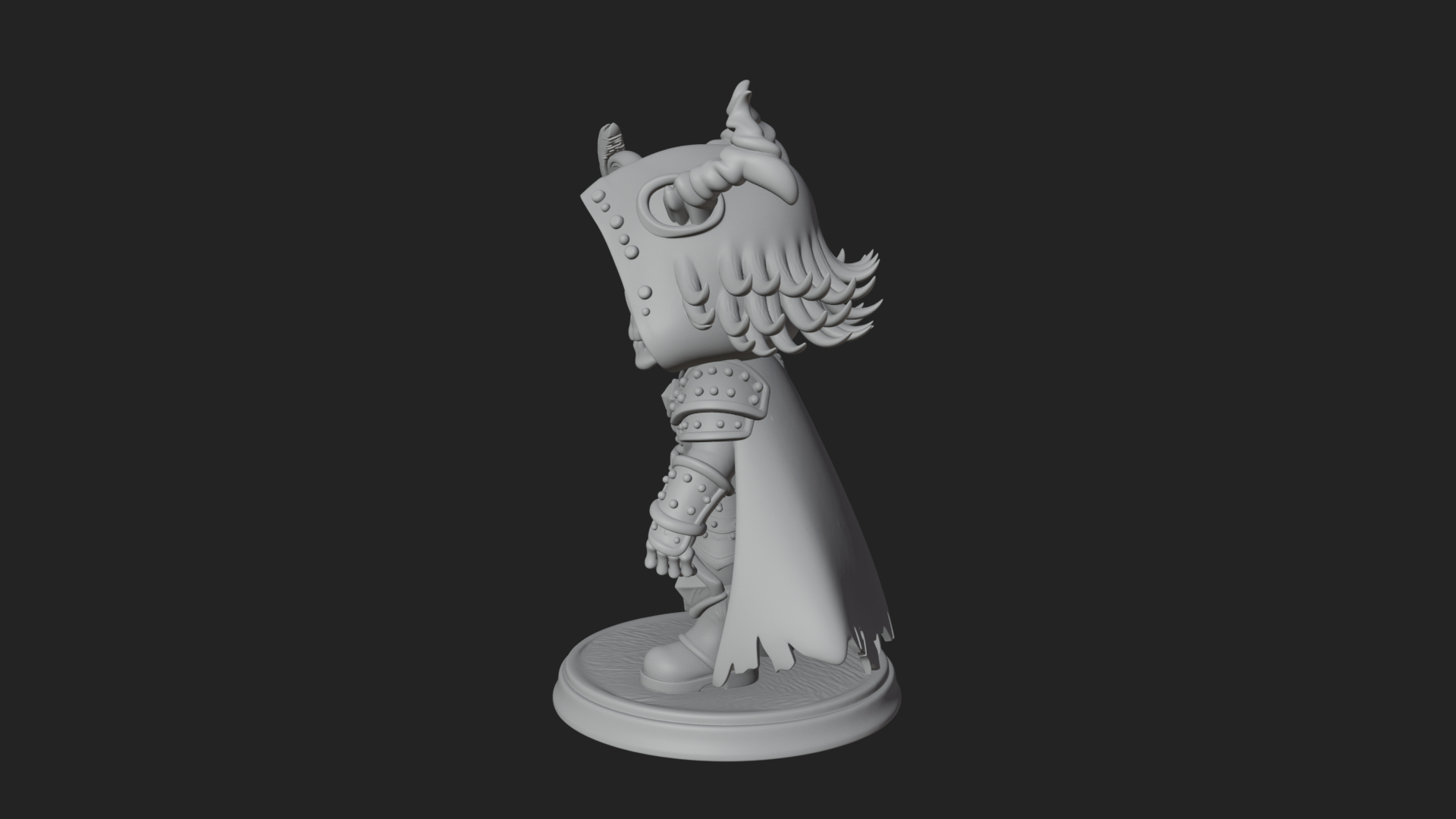 Chibi Skull Necromancer Statue Design 4 3D Print Model 3D Model