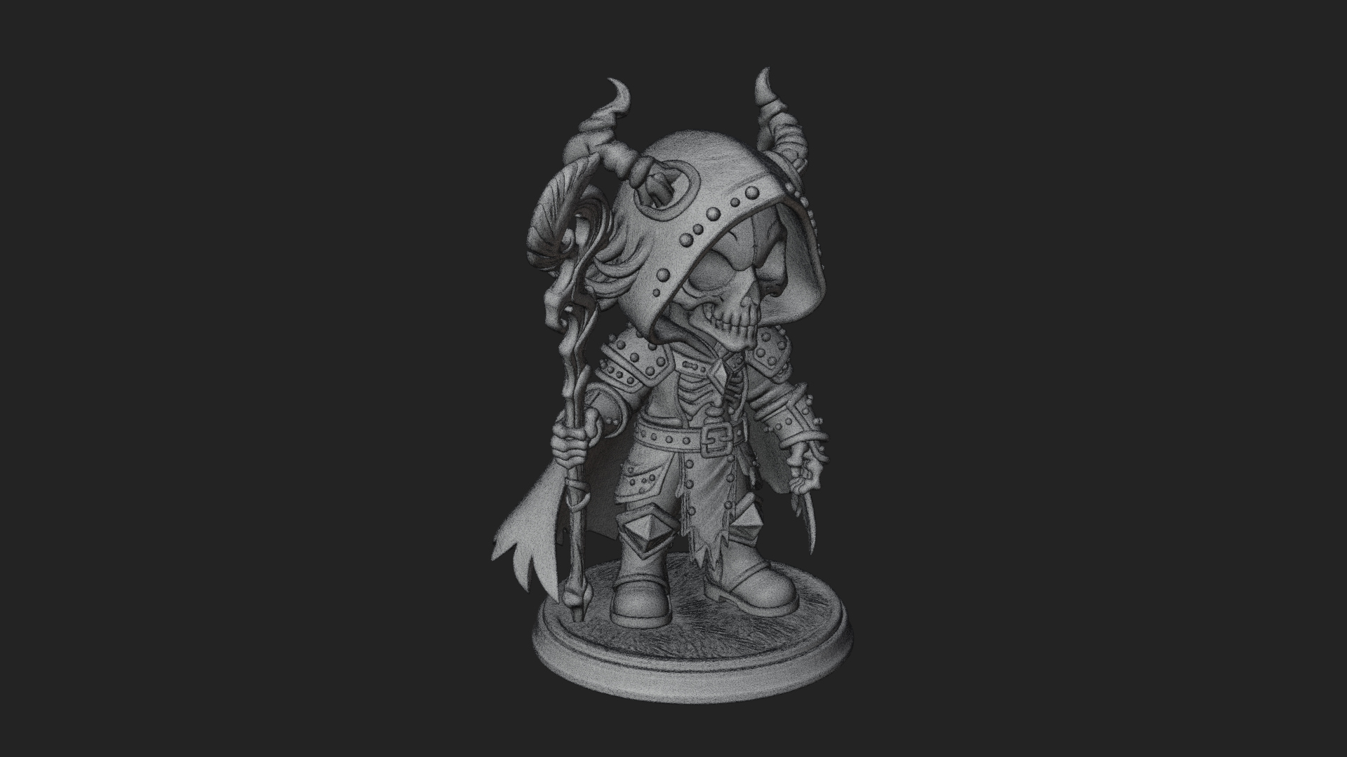 Chibi Skull Necromancer Statue Design 4 3D Print Model 3D Model