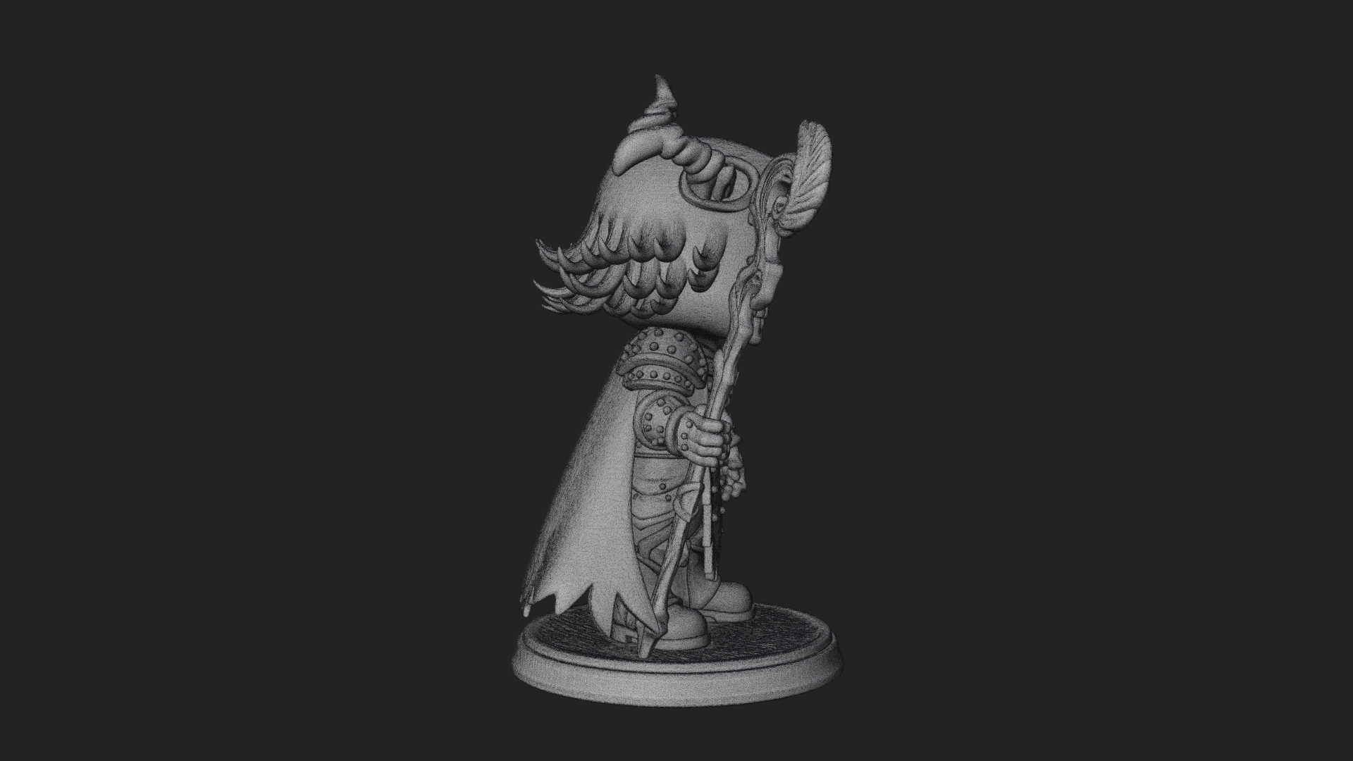 Chibi Skull Necromancer Statue Design 4 3D Print Model 3D Model