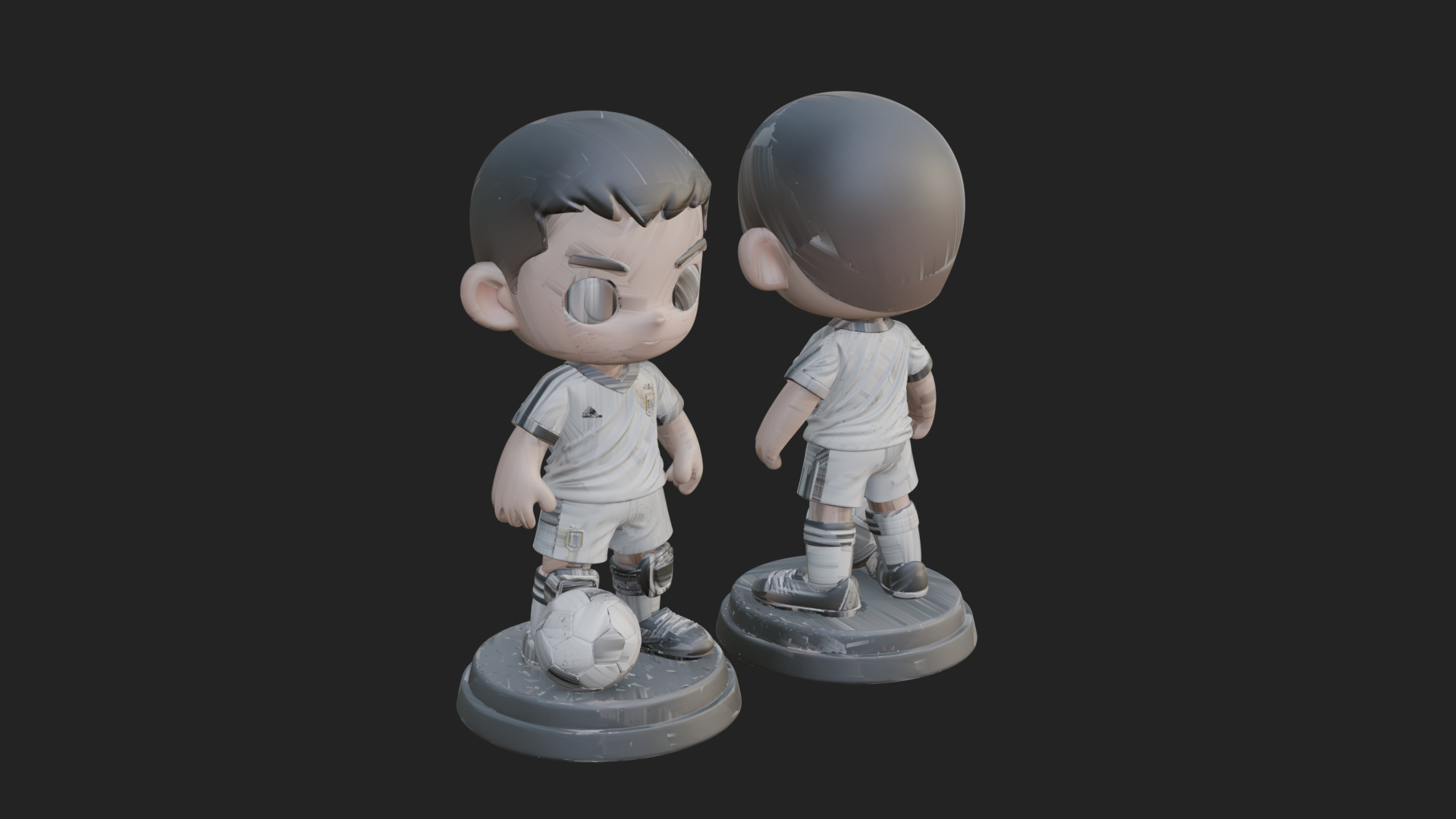 Chibi Soccer Boy Statue Design 1 3D Print Model 3D Model