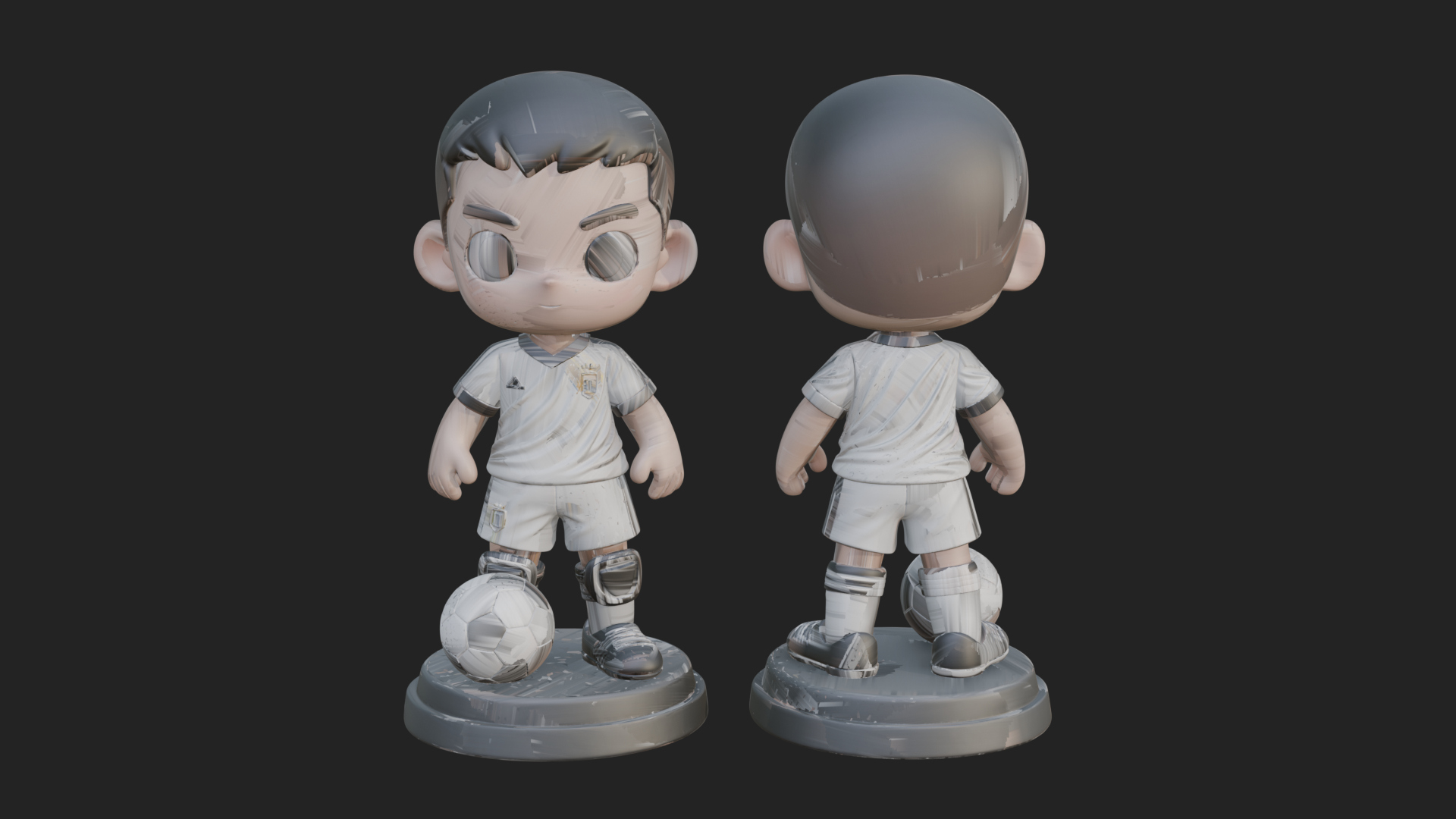 Chibi Soccer Boy Statue Design 1 3D Print Model 3D Model