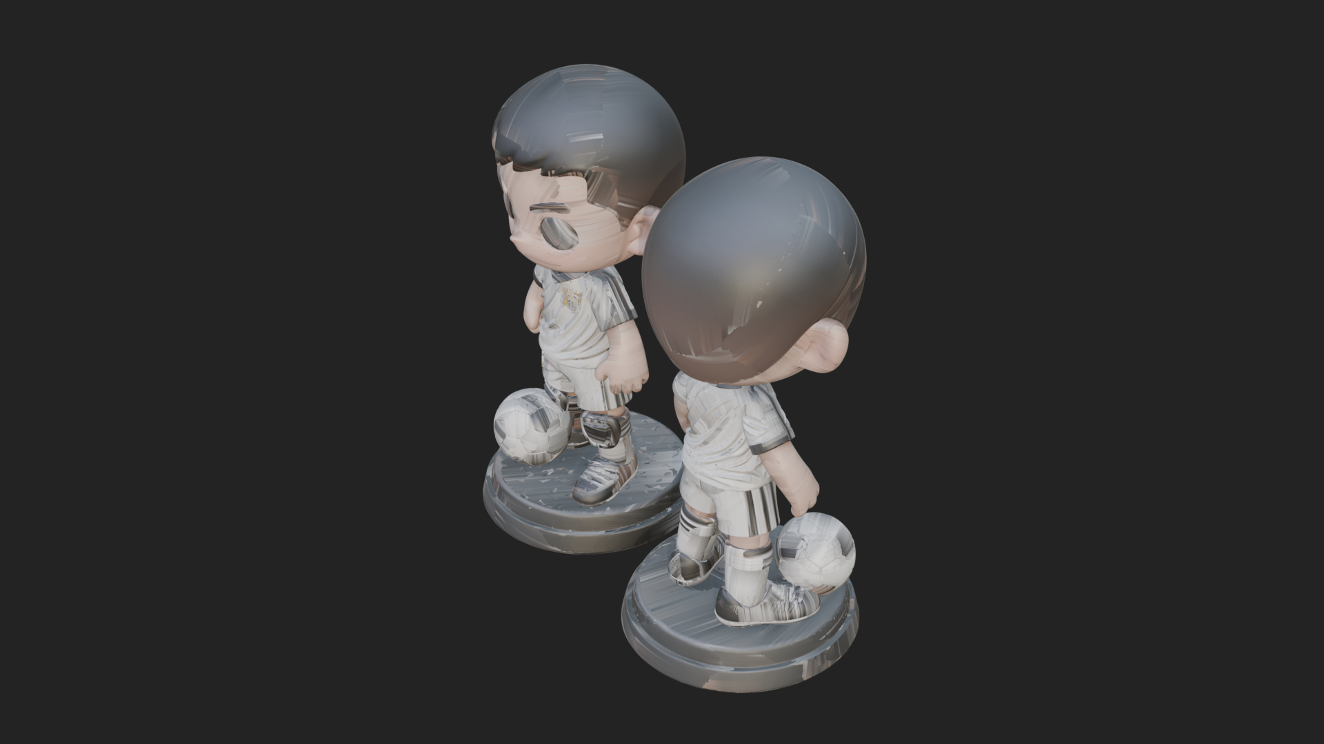 Chibi Soccer Boy Statue Design 1 3D Print Model 3D Model