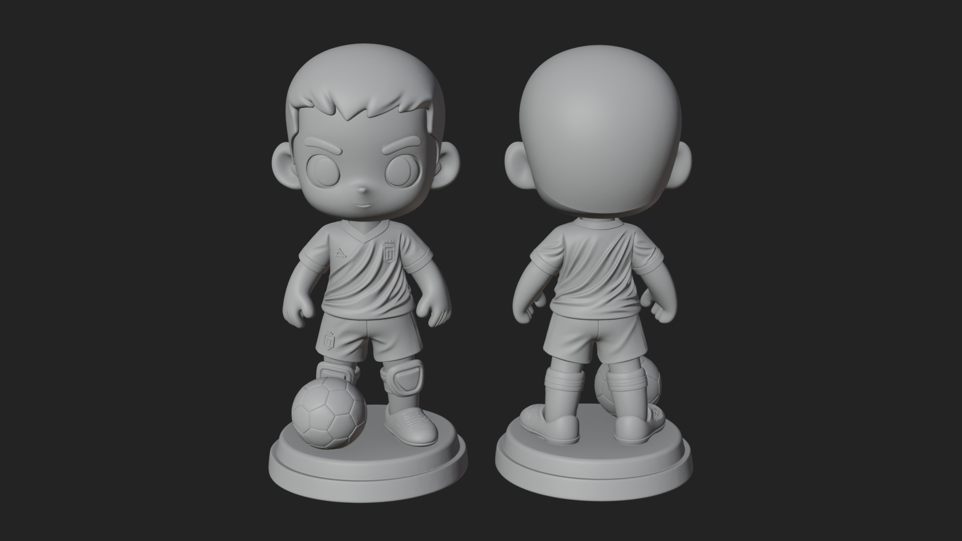 Chibi Soccer Boy Statue Design 1 3D Print Model 3D Model