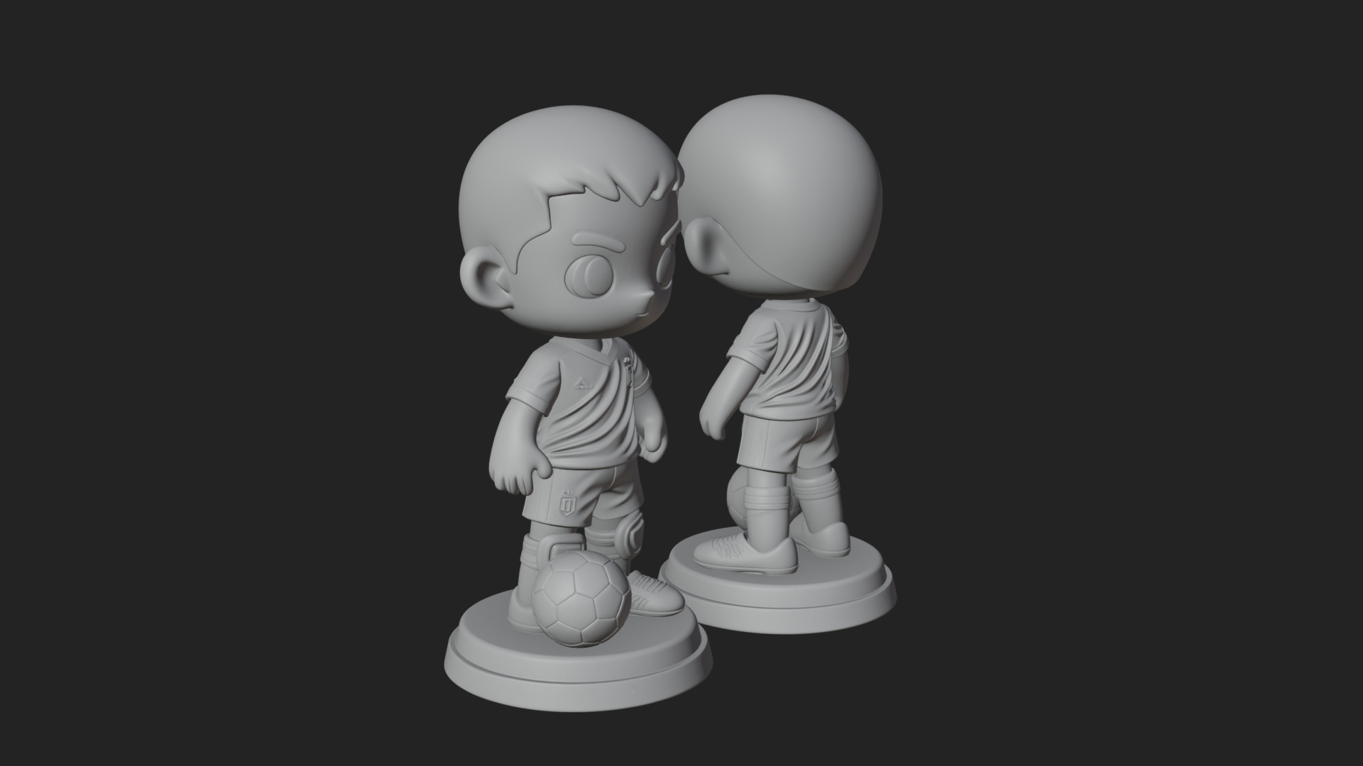 Chibi Soccer Boy Statue Design 1 3D Print Model 3D Model