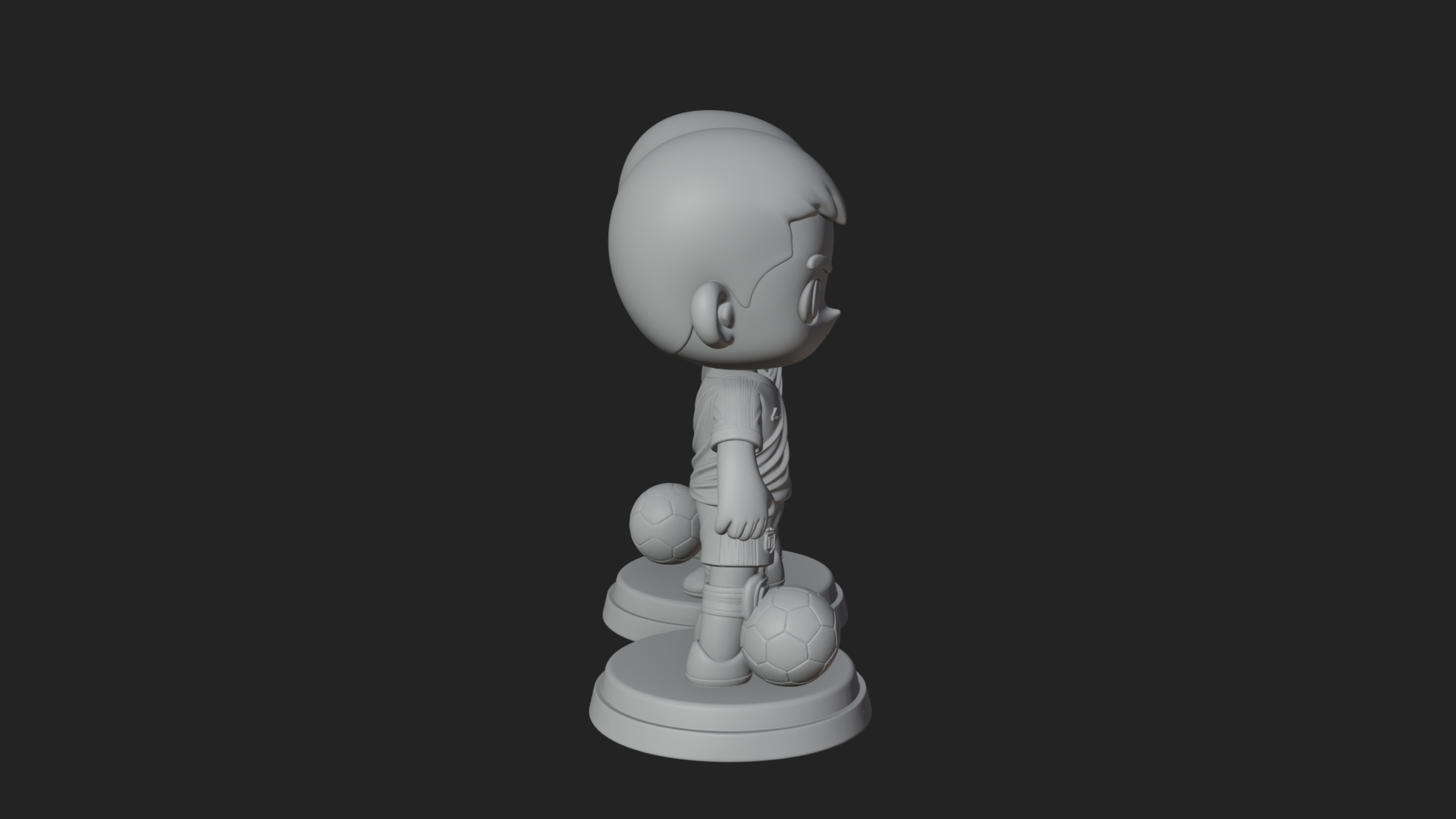 Chibi Soccer Boy Statue Design 1 3D Print Model 3D Model