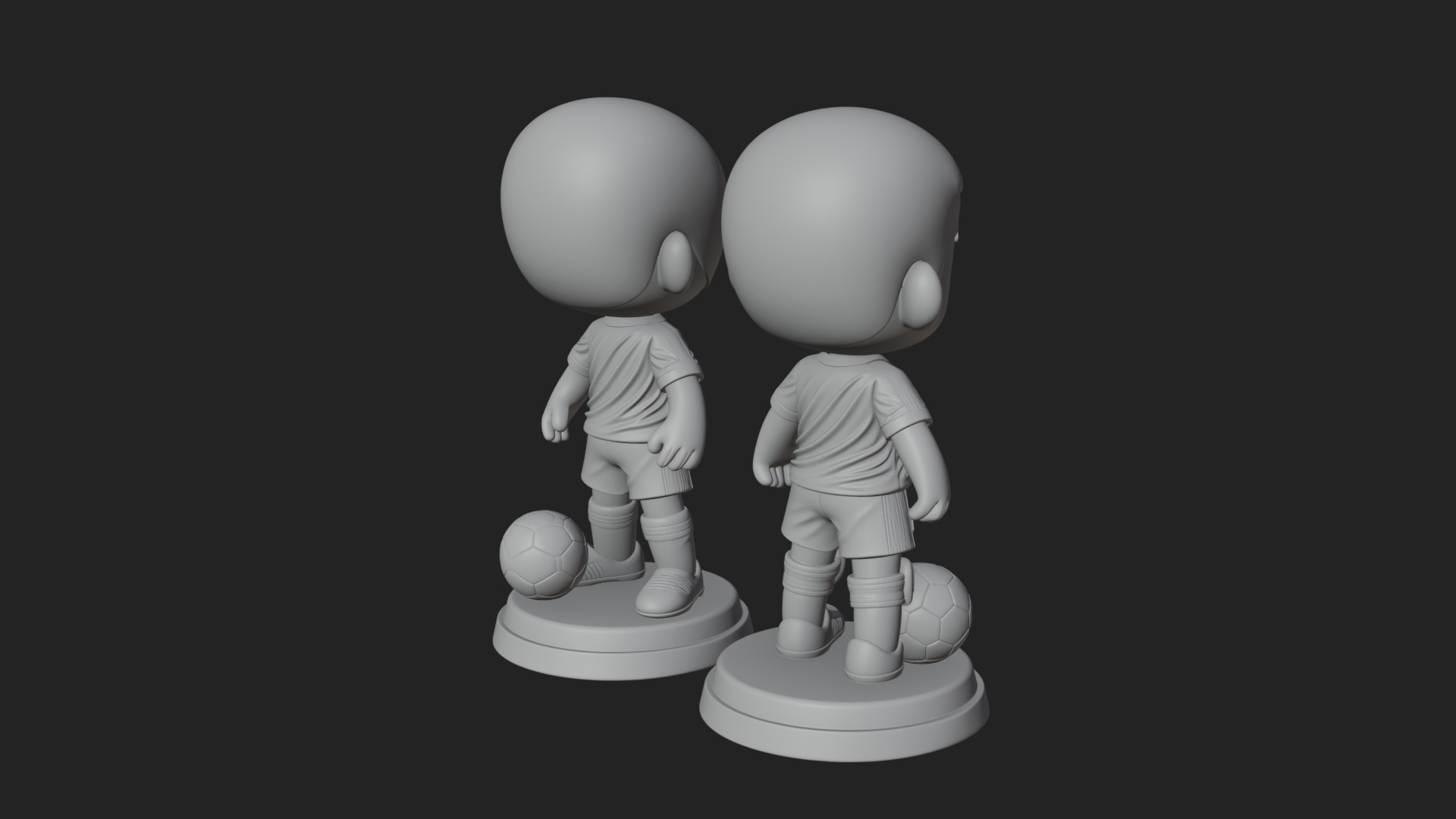 Chibi Soccer Boy Statue Design 1 3D Print Model 3D Model