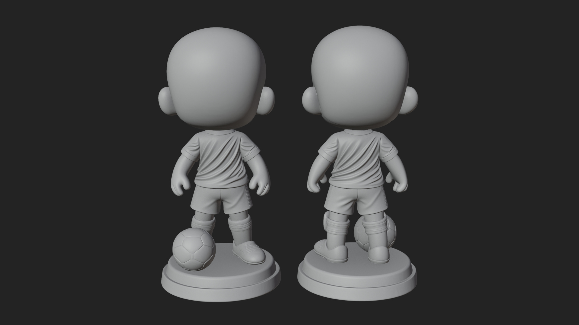 Chibi Soccer Boy Statue Design 1 3D Print Model 3D Model