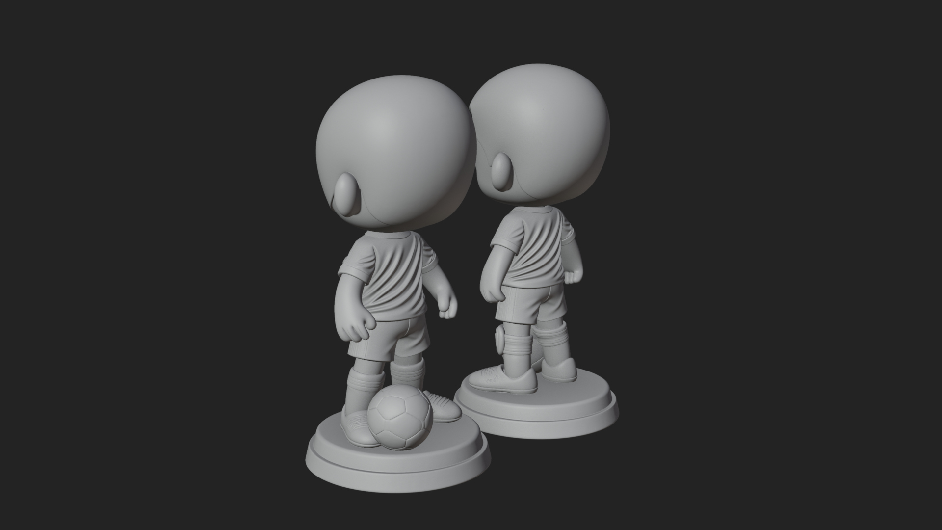 Chibi Soccer Boy Statue Design 1 3D Print Model 3D Model