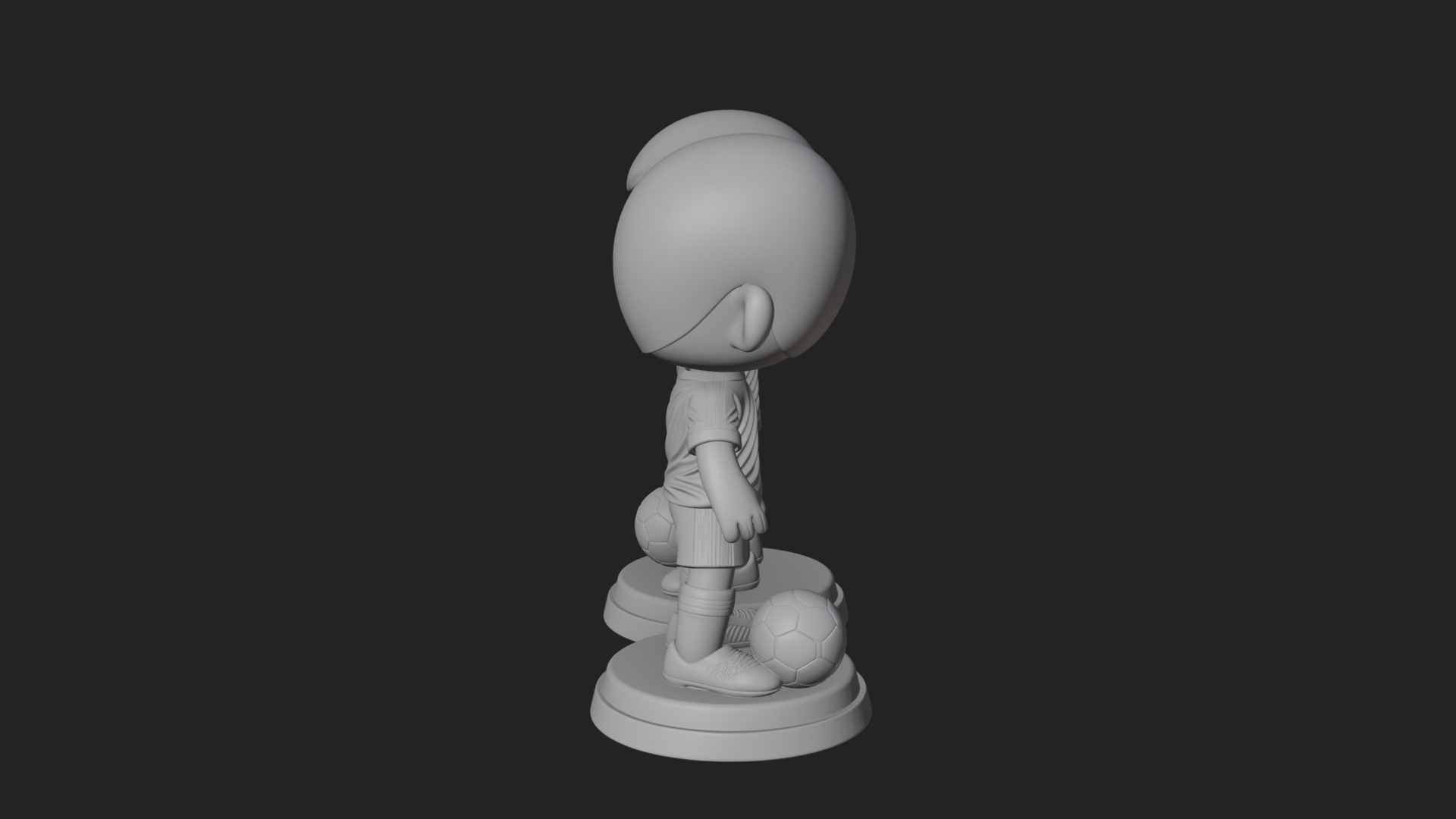 Chibi Soccer Boy Statue Design 1 3D Print Model 3D Model