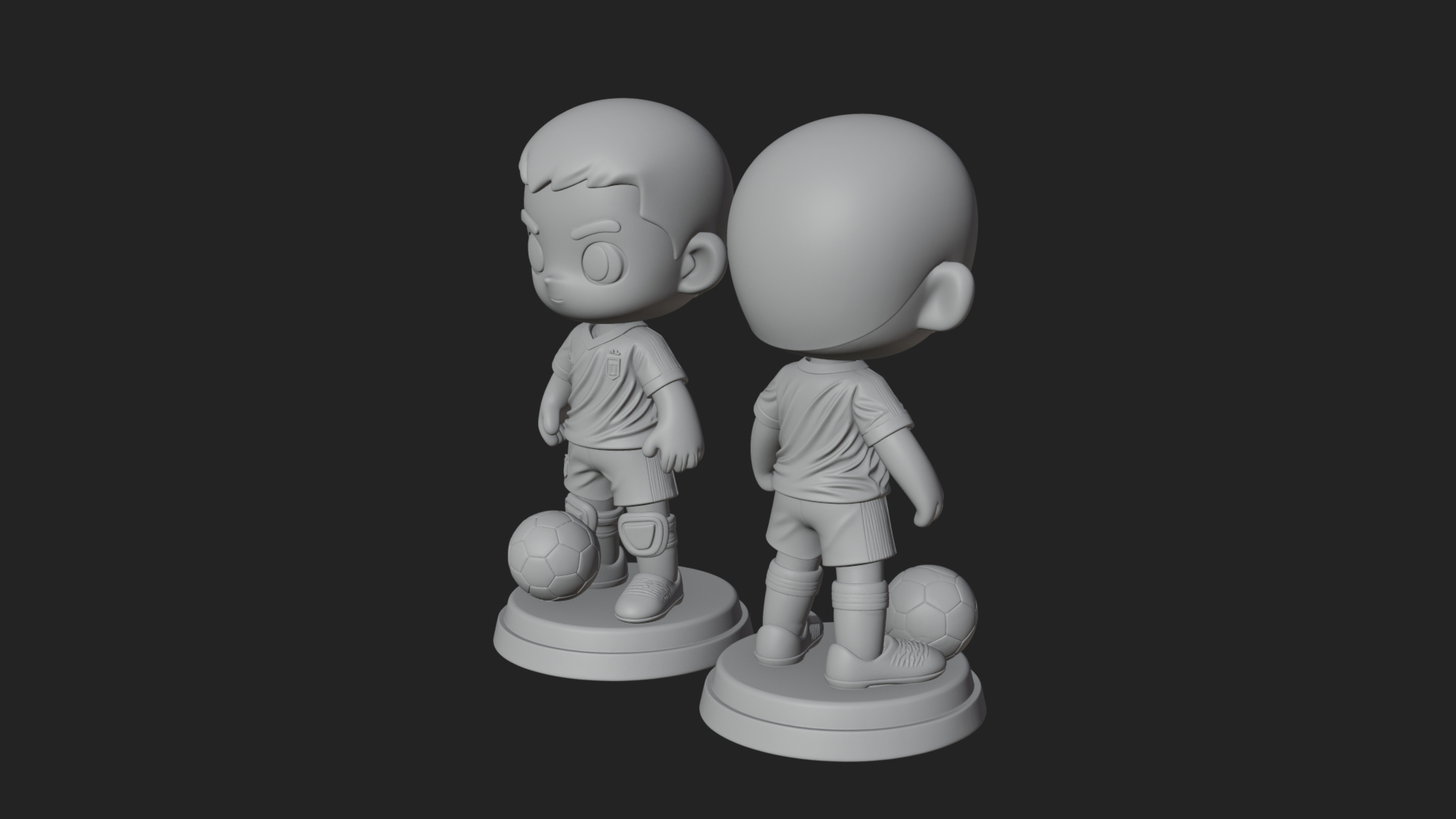 Chibi Soccer Boy Statue Design 1 3D Print Model 3D Model