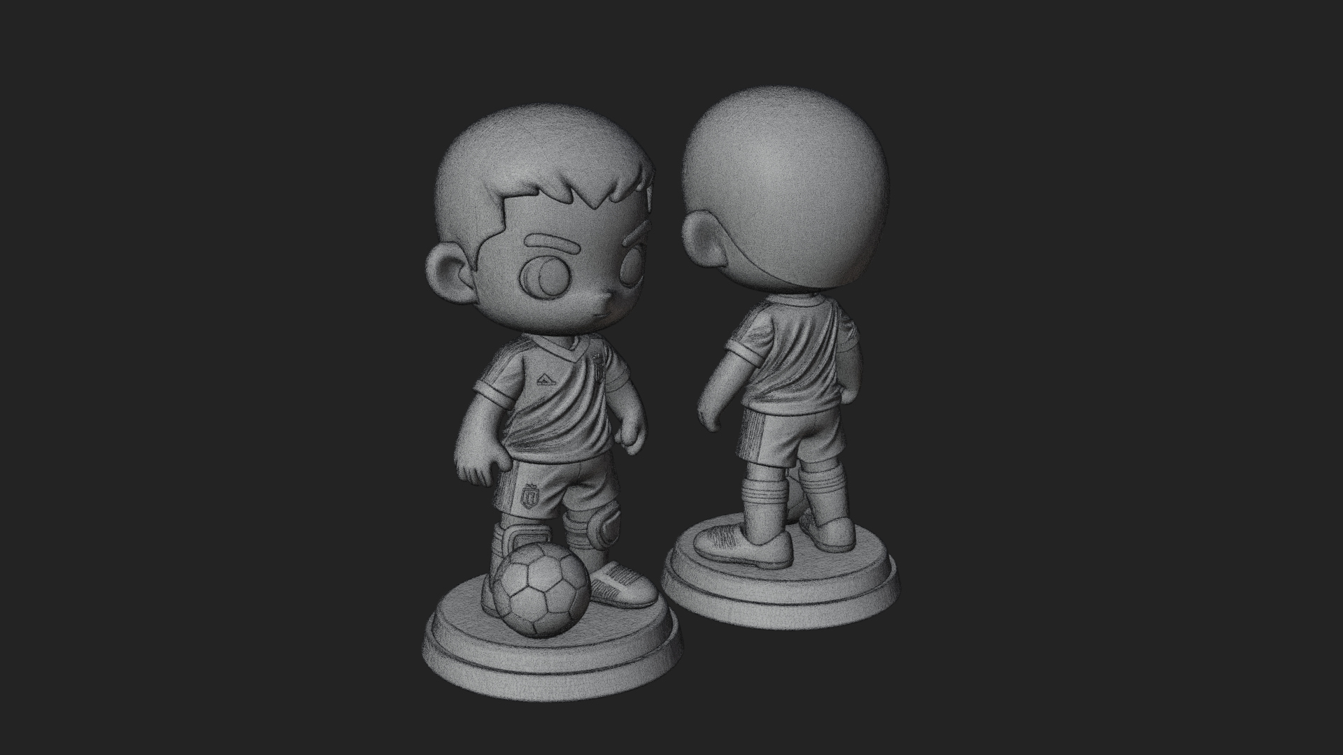 Chibi Soccer Boy Statue Design 1 3D Print Model 3D Model