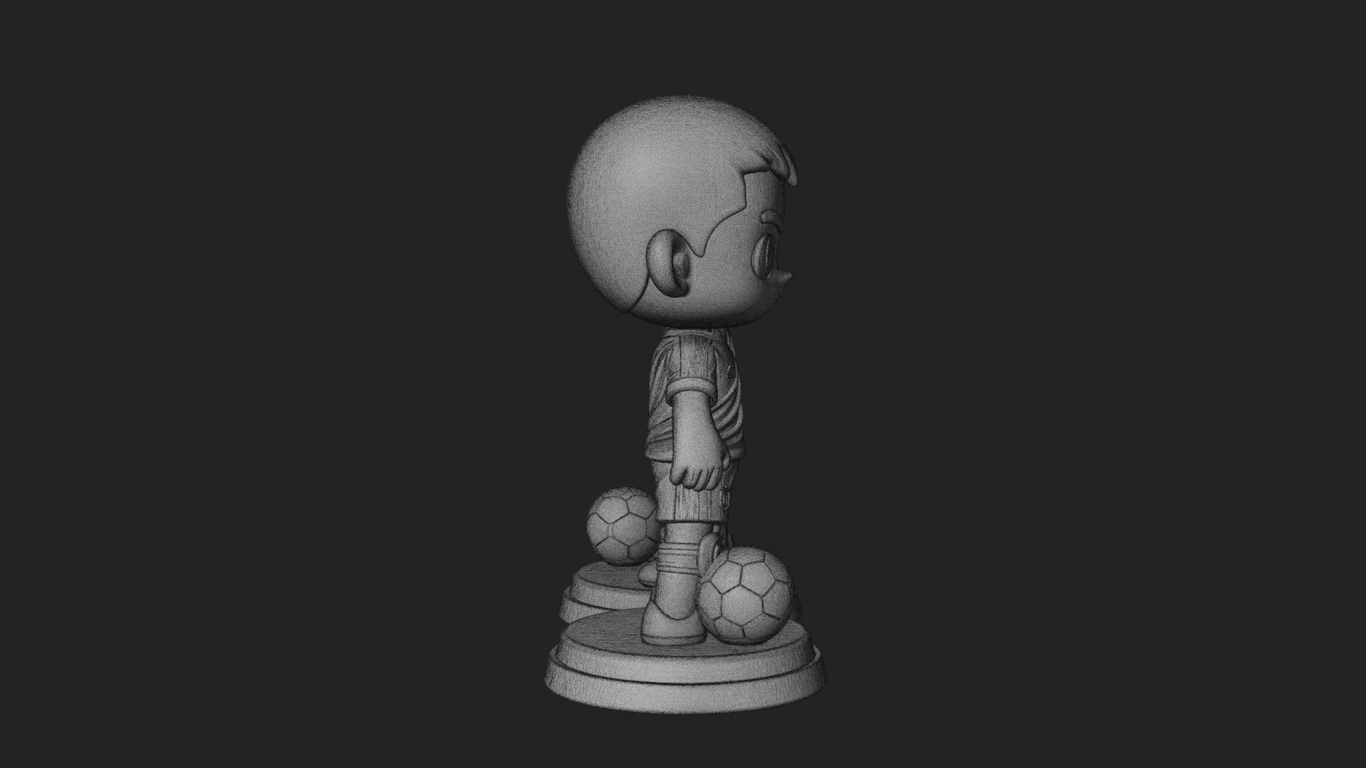 Chibi Soccer Boy Statue Design 1 3D Print Model 3D Model