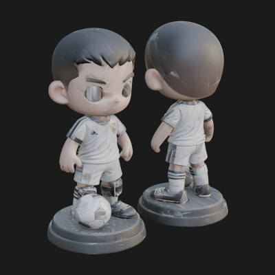 Chibi Soccer Boy Statue Design 1 3D Print Model
