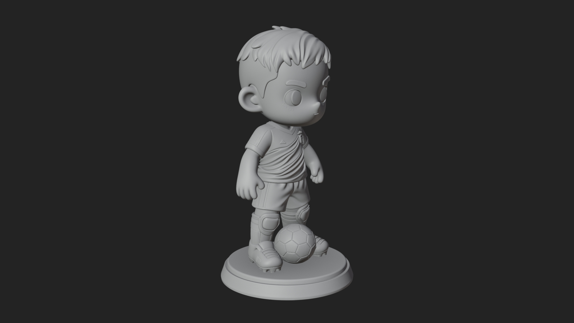 Chibi Soccer Boy Statue Design 2 3D Print Model 3D Model