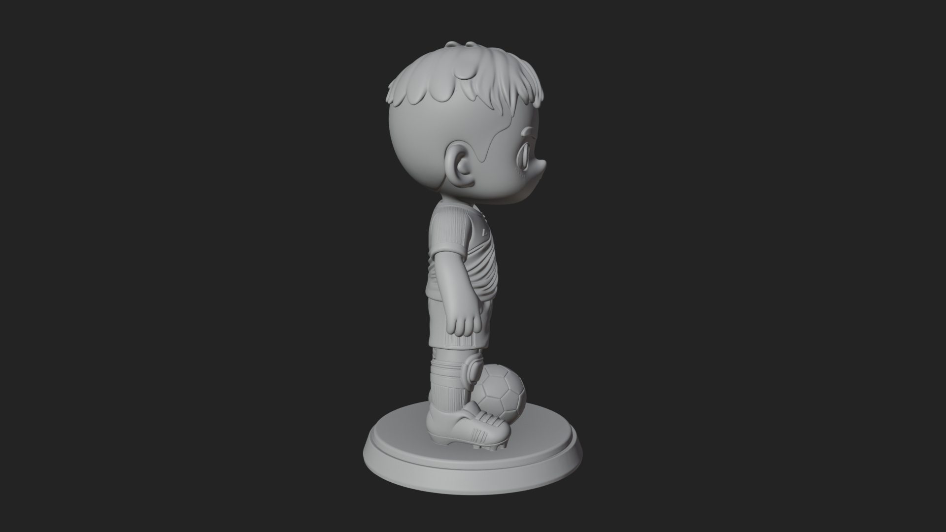 Chibi Soccer Boy Statue Design 2 3D Print Model 3D Model