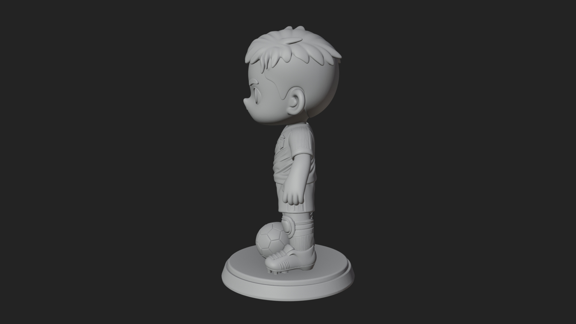 Chibi Soccer Boy Statue Design 2 3D Print Model 3D Model