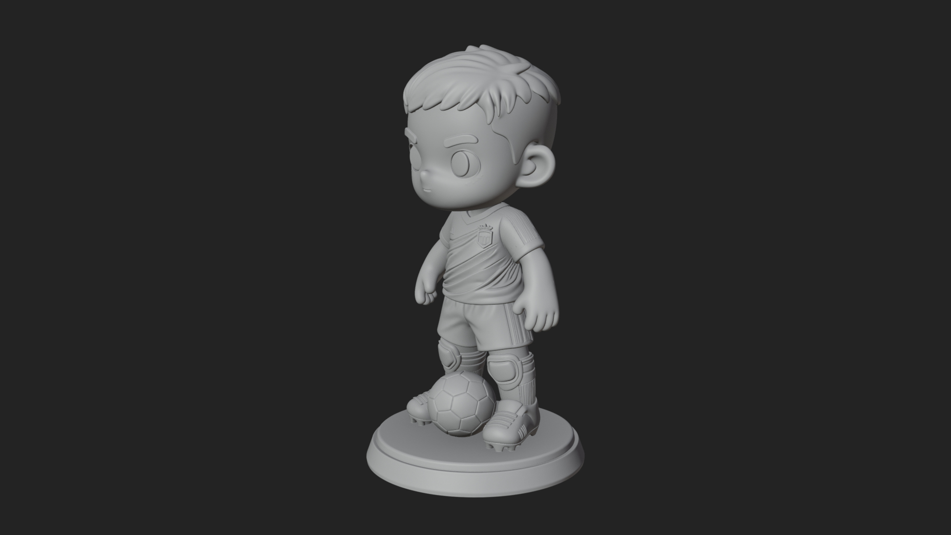 Chibi Soccer Boy Statue Design 2 3D Print Model 3D Model