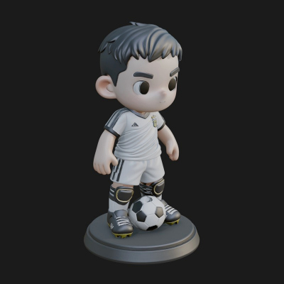 Chibi Soccer Boy Statue Design 2 3D Print Model