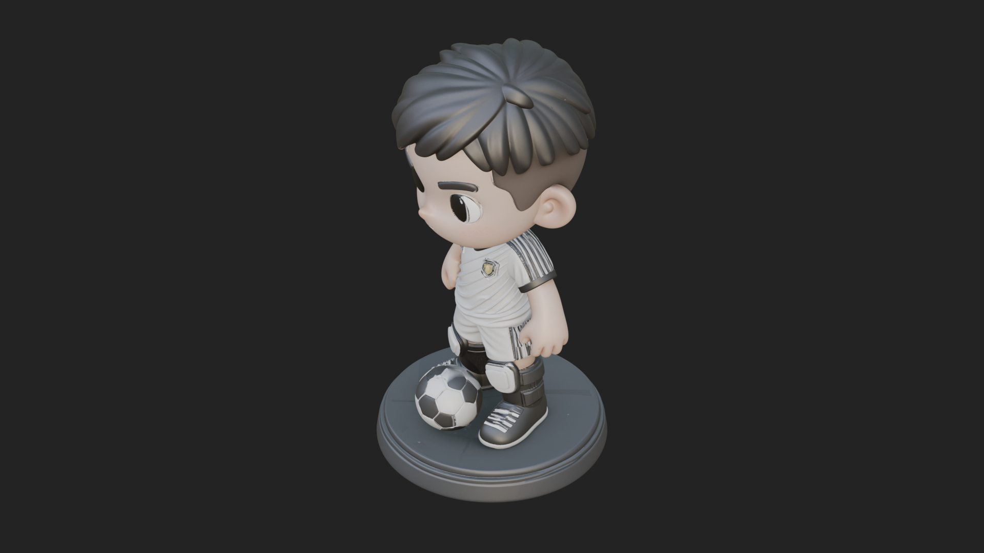 Chibi Soccer Boy Statue Design 3 3D Print Model 3D Model