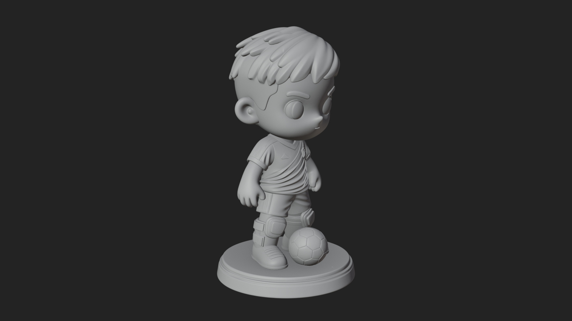 Chibi Soccer Boy Statue Design 3 3D Print Model 3D Model