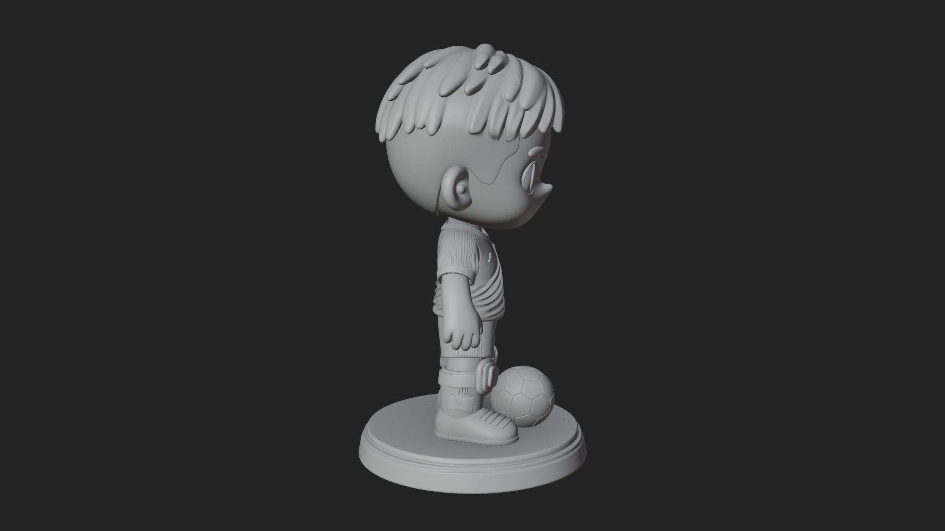 Chibi Soccer Boy Statue Design 3 3D Print Model 3D Model