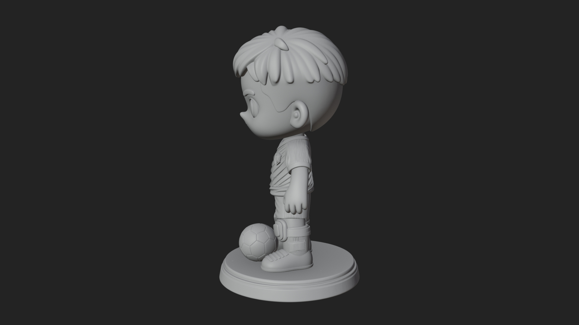 Chibi Soccer Boy Statue Design 3 3D Print Model 3D Model