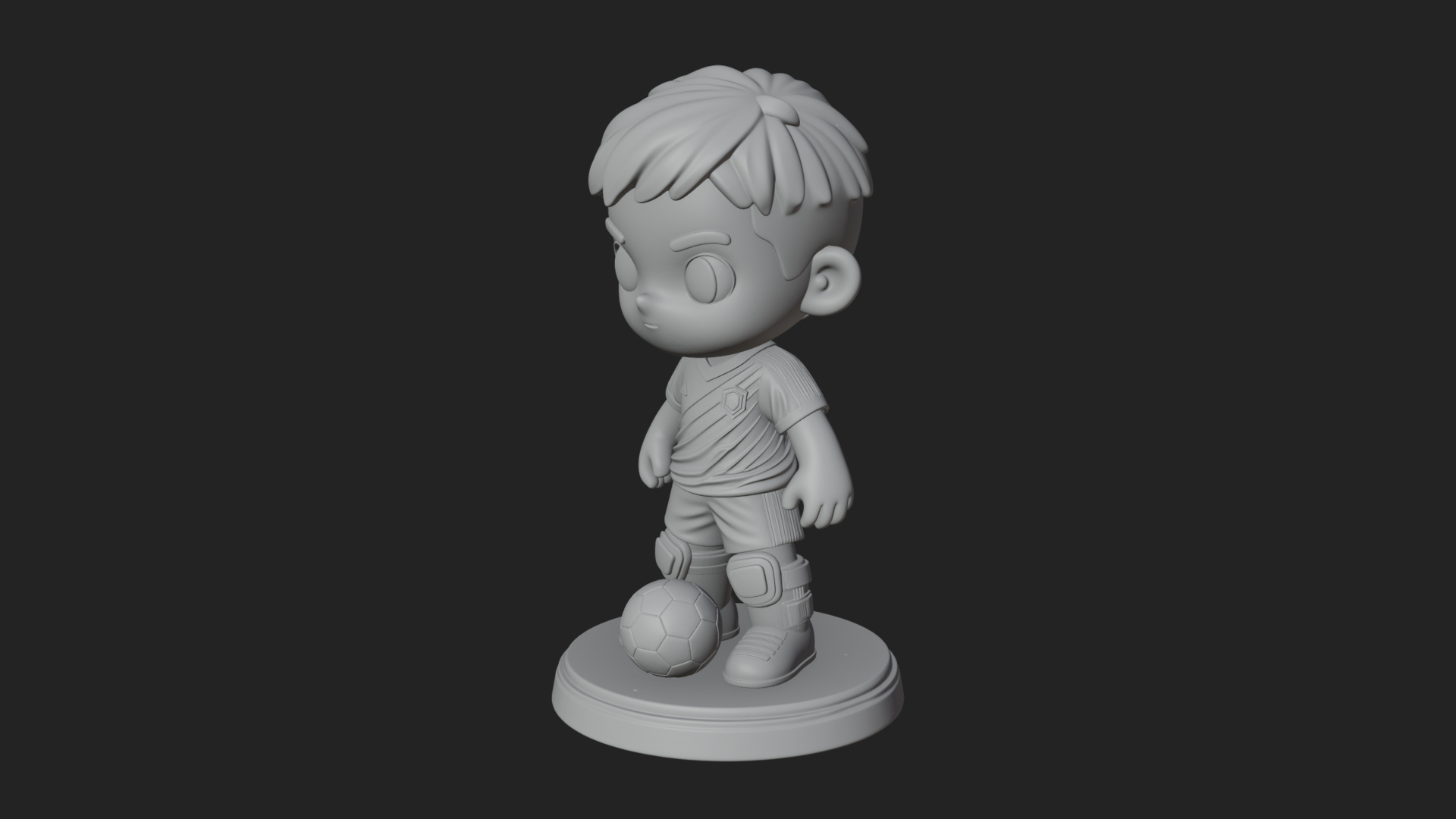 Chibi Soccer Boy Statue Design 3 3D Print Model 3D Model
