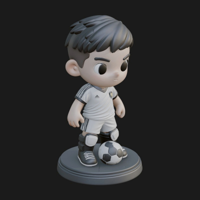 Chibi Soccer Boy Statue Design 3 3D Print Model