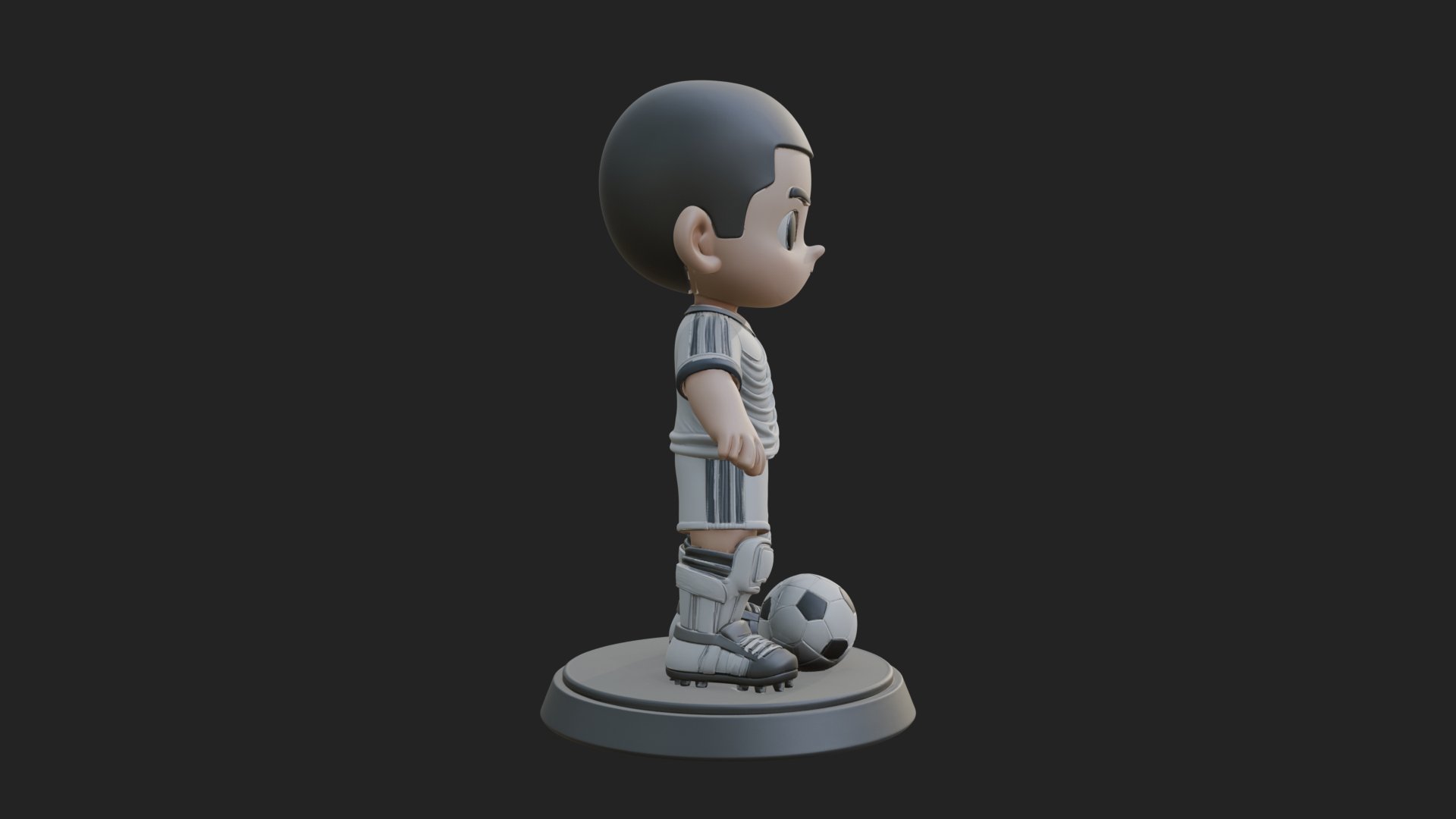 Chibi Soccer Boy Statue Design 4 3D Print Model 3D Model