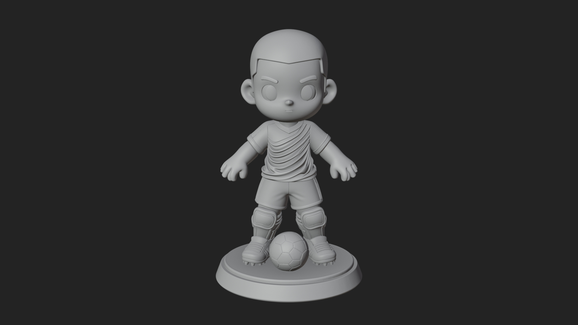 Chibi Soccer Boy Statue Design 4 3D Print Model 3D Model