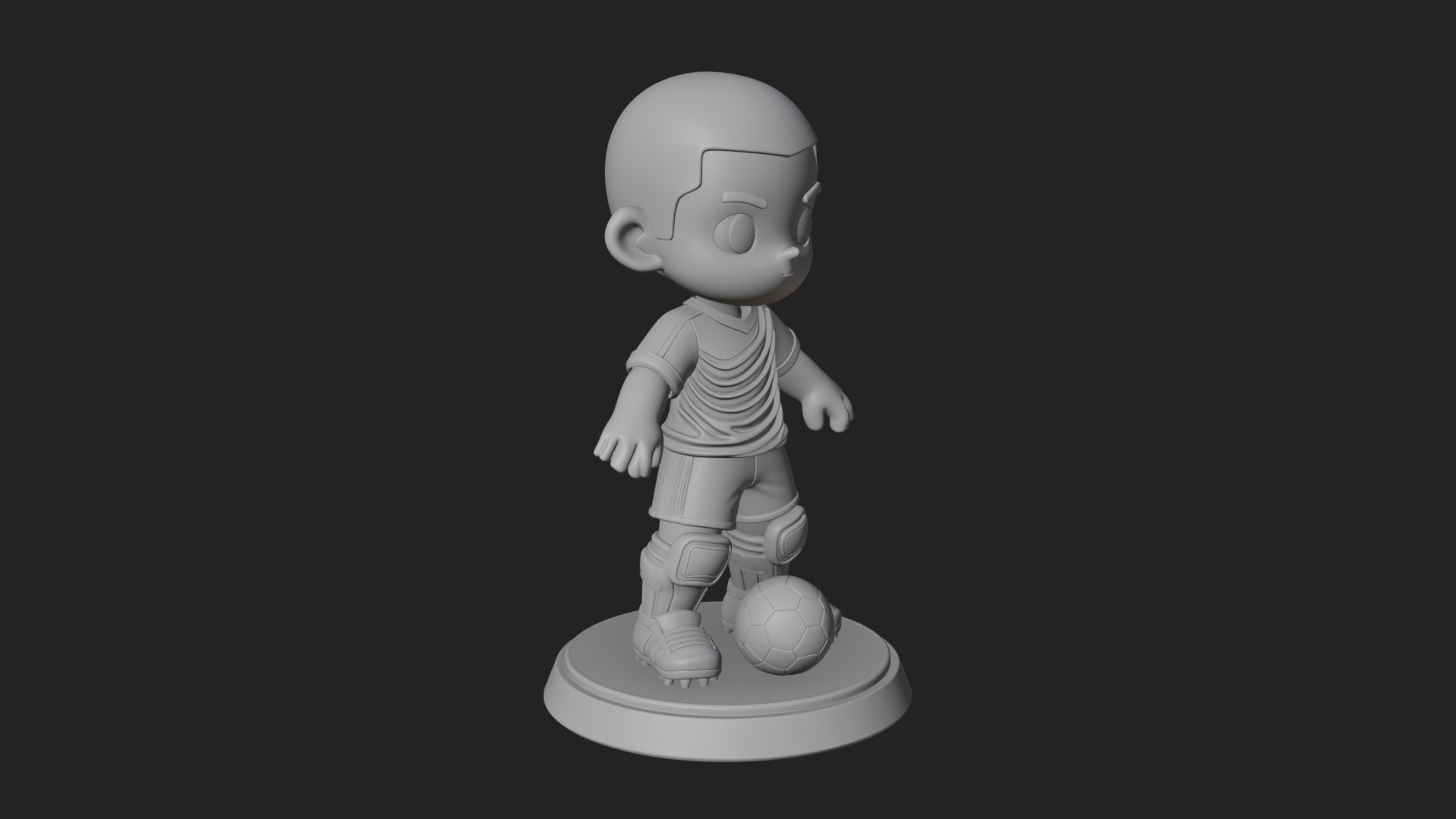 Chibi Soccer Boy Statue Design 4 3D Print Model 3D Model