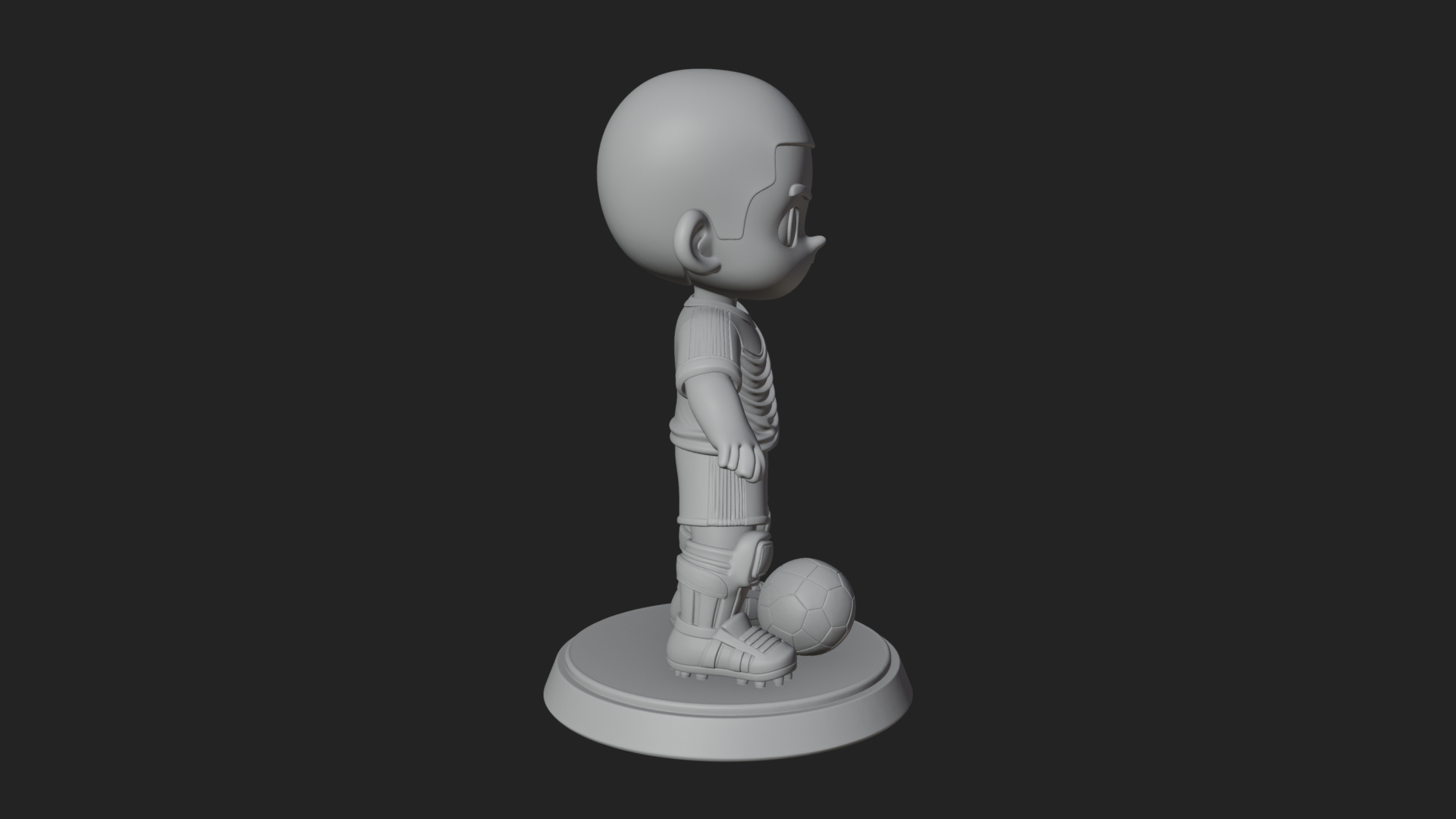 Chibi Soccer Boy Statue Design 4 3D Print Model 3D Model