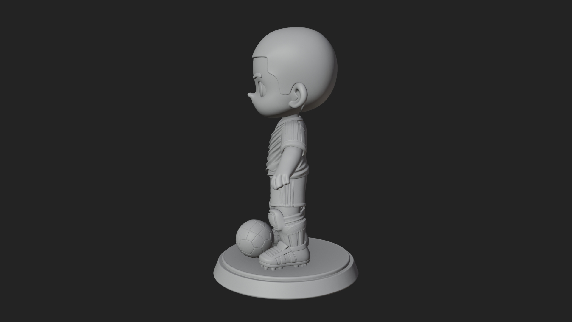 Chibi Soccer Boy Statue Design 4 3D Print Model 3D Model