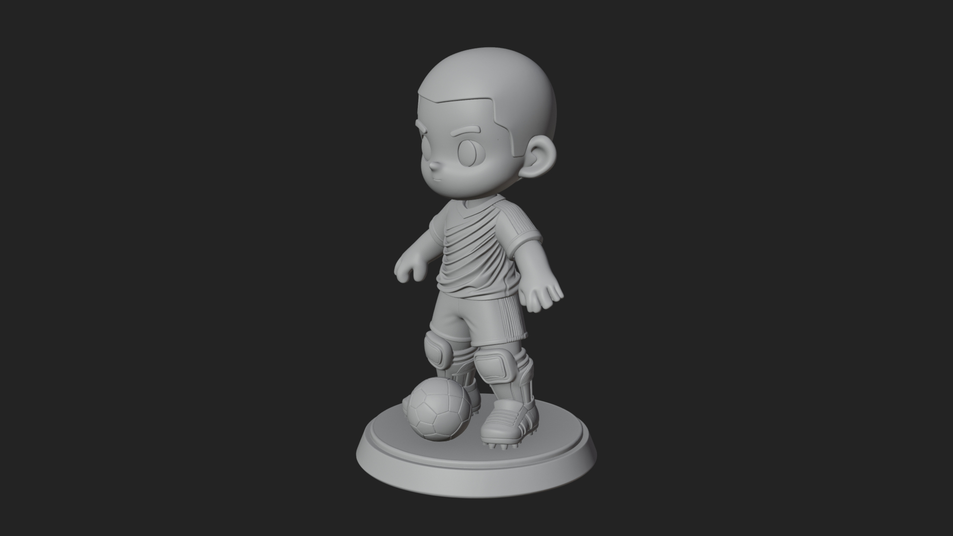 Chibi Soccer Boy Statue Design 4 3D Print Model 3D Model