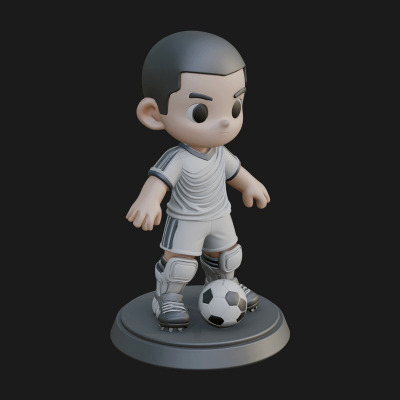 Chibi Soccer Boy Statue Design 4 3D Print Model