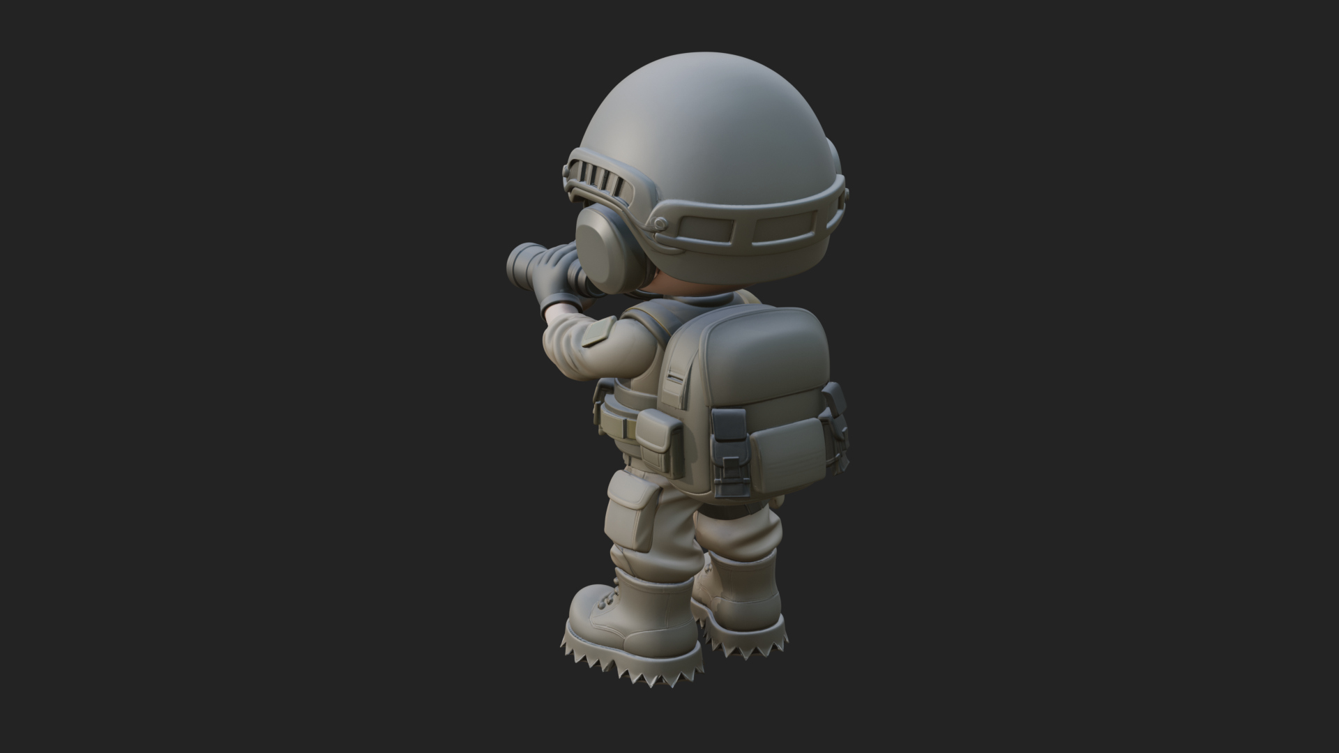Chibi Soldier with Binoculars Statue Design 1 3D Print 3D Model