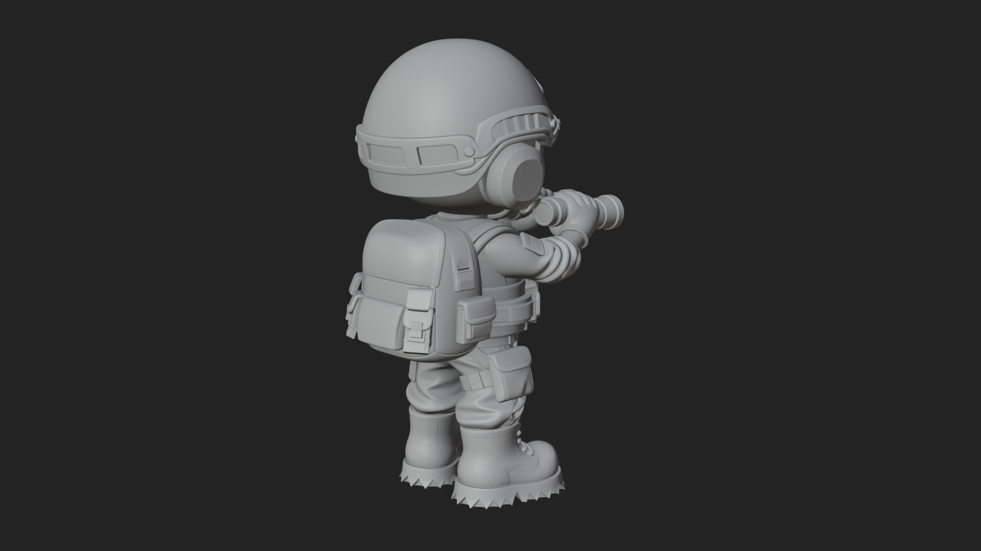 Chibi Soldier with Binoculars Statue Design 1 3D Print 3D Model